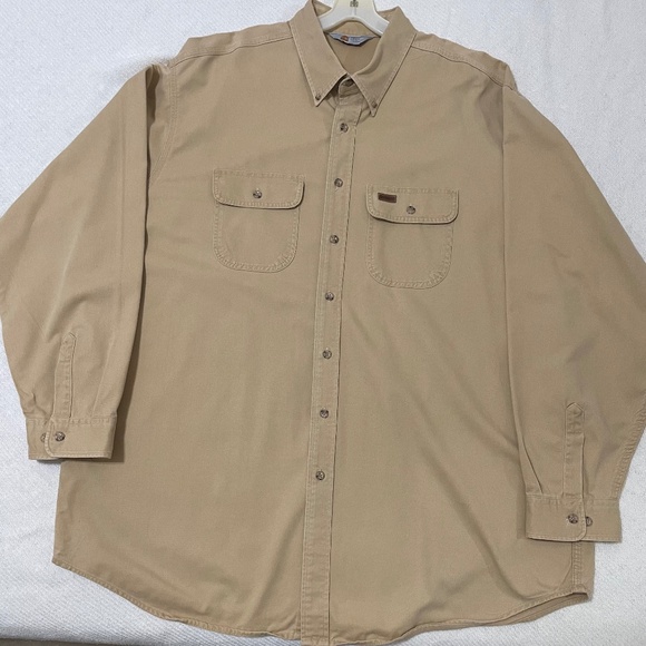 Carhartt Heavyweight Twill Work Shirt Jacket Shacket XXL Like New Tan Khaki Men - Picture 4 of 8